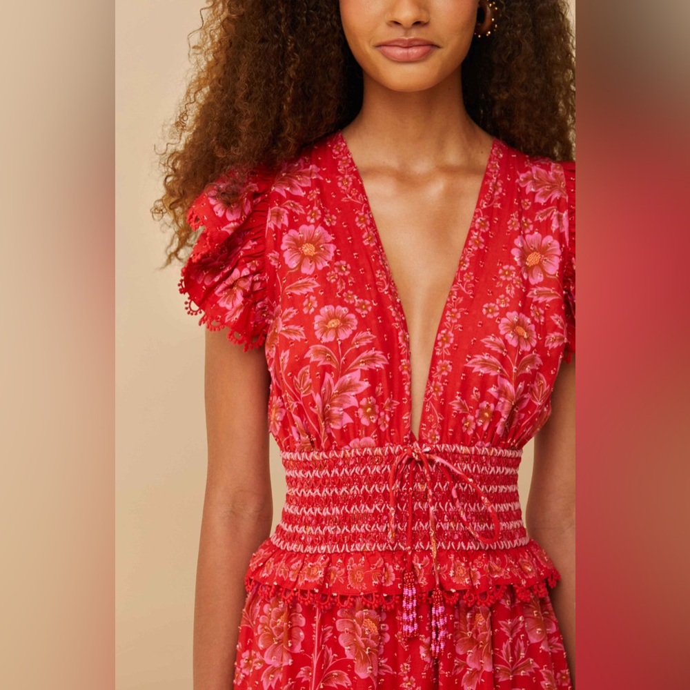 FARM Rio Red Olivia Lace Maxi Dress NWT - XL - Picture 3 of 3